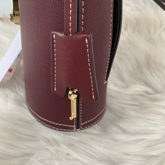 Calvin Klein Lock Bucket Leather Merlot Crossbody - Picture 11 of 13